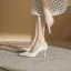 Modest / Simple Khaki Casual Leather Pumps 2022 8 cm Stiletto Heels Open / Peep Toe Pumps High Heels