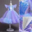 Lovely Sky Blue Sequins Birthday Flower Girl Dresses 2023 Ball Gown Scoop Neck Short Sleeve Bow Floor-Length / Long Flower Girl Dresses