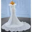 Luxury / Gorgeous White Handmade  Beading Pearl Wedding Dresses 2023 Trumpet / Mermaid Off-The-Shoulder Long Sleeve Backless Floor-Length / Long Wedding