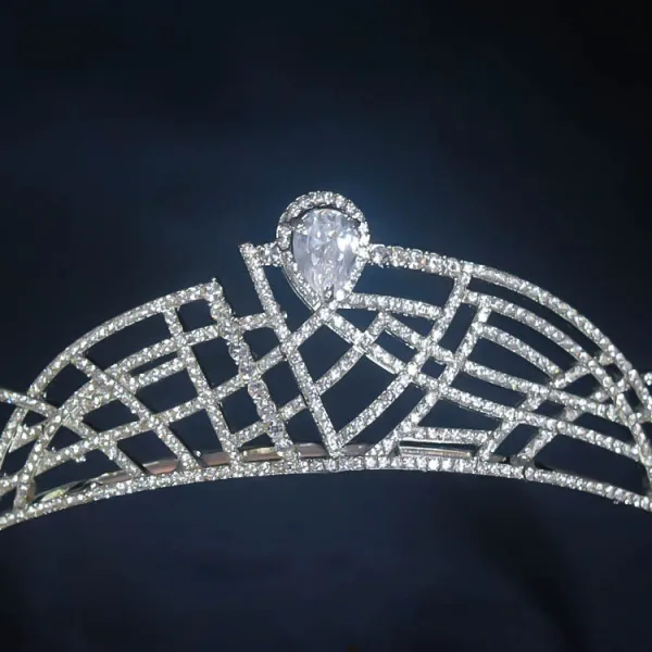 Brud Huvudbonad Vita Rhinestone Legering Bröllop Mode 2022 Brud Huvudbonad Tiara
