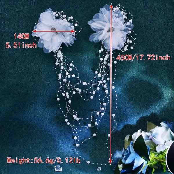 Fine Hvit Perle Appliques Har Tilbehor 2024 Bryllup