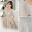 Chic / Belle Gris Paillettes Robe De Bal 2022 Princesse V-Cou Manches Courtes Dos Nu Longue Promo Robe De Ceremonie
