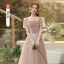 Simple Rougissant Rose Robe Demoiselle D'honneur 2022 Princesse Encolure Carrée Manches Courtes Dos Nu Longue Robe Pour Mariage