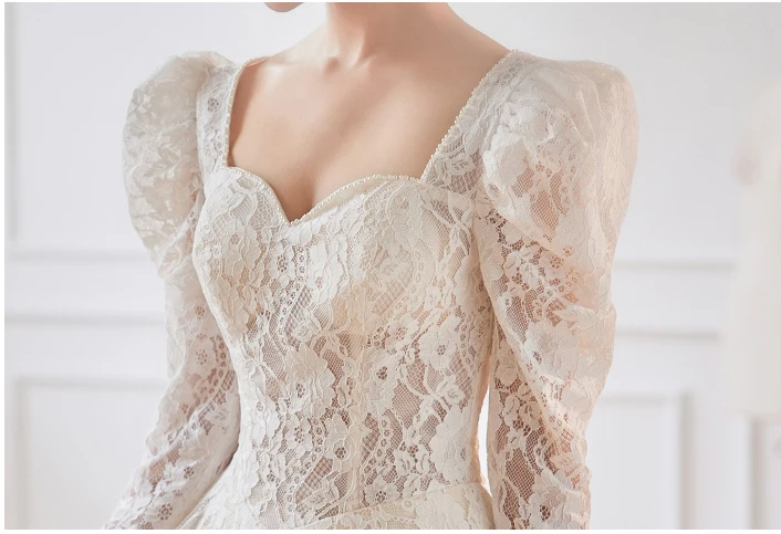 white christmas dresses A-line Bateau Long Sleeve Wedding Dresses Princess White Satin Wedding –  SELINADRESS