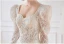 Vintage / Retro Ivory Lace Flower Wedding Dresses 2024 A-Line / Princess Square Neckline Long Sleeve Backless Floor-Length / Long Wedding