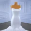 Haut de Gamme Blanche Volants Robe De Mariée 2022 Trompette / Sirène Bretelles Spaghetti Sans Manches Dos Nu Chapel Train Mariage