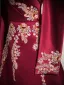 Chinese style Burgundy Beading Sequins Embroidered Satin Prom Dresses 2024 Ball Gown Strapless Removable sleeves Backless Floor-Length / Long Prom Formal Dresses
