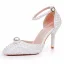 Elegant Beige Pearl Womens Shoes 2025 Ankle Strap 9 cm Stiletto Heels Wedding Pointed Toe High Heels Heels