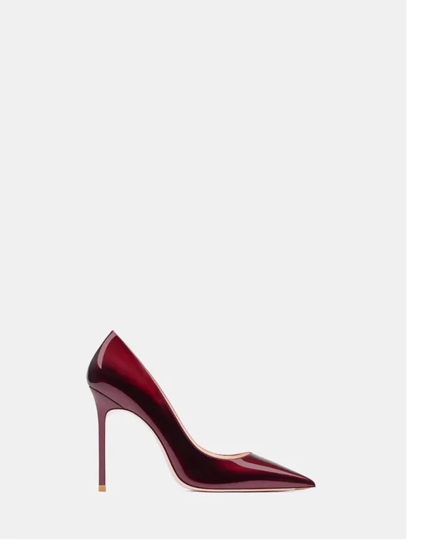 Mode Bordeaux Lakleer Gala Pumps 2025 10 cm Naaldhakken / Stiletto Spitse Neus Pumps Hoge Hakken