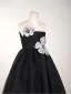 Sparkly Black Beading Sequins Flower Birthday Flower Girl Dresses 2024 A-Line / Princess Scoop Neck Sleeveless Backless Tea-length