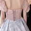 Fashion Blushing Pink Glitter Prom Dresses 2023 A-Line / Princess Square Neckline Bow Short Sleeve Backless Floor-Length / Long Prom Formal Dresses