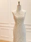 Luxury / Gorgeous Fashion Champagne Handmade  Pearl Sequins Lace Flower Wedding Dresses 2026 Trumpet / Mermaid Halter Sleeveless Sweep Train
