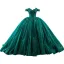 Luxury / Gorgeous Dark Green Handmade  Beading Sequins Appliques Prom Dresses 2023 Ball Gown Off-The-Shoulder Sleeveless Backless Court Train Prom Formal Dresses
