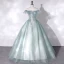 Mode Vert Robe De Bal 2022 Robe Boule De l'épaule Sans Manches Dos Nu Perlage Paillettes Longue Promo Robe De Ceremonie