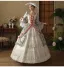 Vintage / Retro Medieval White Lace Flower Bow Prom Dresses 2024 Ball Gown Square Neckline Bell sleeves Floor-Length / Long Prom Formal Dresses