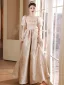 Élégant Champagne Paillettes Robe De Bal 2024 Princesse Encolure Carrée Manches Courtes Dos Nu Longue Promo Robe De Ceremonie