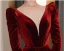 Elegant Burgundy Suede Prom Dresses 2024 A-Line / Princess V-Neck Long Sleeve Backless Floor-Length / Long Prom Formal Dresses