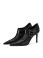 Fashion Black Leather Street Wear Ankle Womens Boots 2024 10 cm Stiletto Heels Pointed Toe Boots