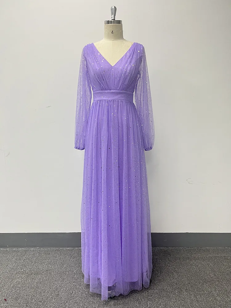 princess polly baby blue dress Modest Simple Lavender Prom Dresses 2024 A Line Princess V Neck Long Sleeve  Backless Floor Length Long Prom Formal Dresses