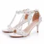 Charming Multi-Colors T-Strap Pearl Lace Flower Prom Womens Sandals 2024 7 cm Stiletto Heels Open / Peep Toe Sandals High Heels
