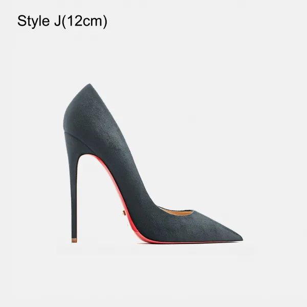 Fashion Black Suede Evening Party Pumps 2023 12 cm Stiletto Heels Pointed Toe Pumps High Heels