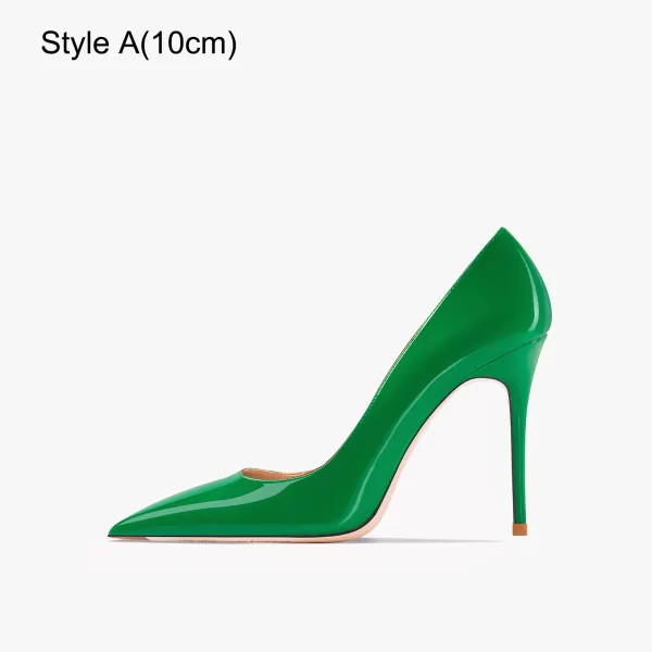 Schöne Grün Abend Pumps 2023 Lackleder 10 cm Stilettos Spitzschuh Pumps Hochhackige
