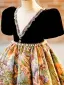 Vintage / Retro Black Pearl Rhinestone Printing Birthday Flower Girl Dresses 2024 Ball Gown Scoop Neck Short Sleeve Floor-Length / Long