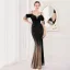 Charmant Doré Paillettes Robe De Soirée 2022 Trompette / Sirène Bretelles Spaghetti Manches Courtes Perlage Gland Dos Nu Longue Fendue devant Soirée Robe De Ceremonie