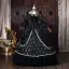 Vintage / Originale Médiévale Noire Paillettes En Dentelle Fleur Robe De Bal 2026 Robe Boule Col Haut Manches de cloche Dos Nu Longue Robe De Ceremonie