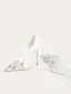 Elegante Kanten Rhinestone Witte Bruidsschoenen 2024 10 cm Naaldhakken / Stiletto Spitse Neus Huwelijk Pumps Hoge Hakken