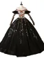 Flower Fairy Black Lace Flower Prom Dresses 2023 Ball Gown Off-The-Shoulder Short Sleeve Backless Floor-Length / Long Formal Dresses