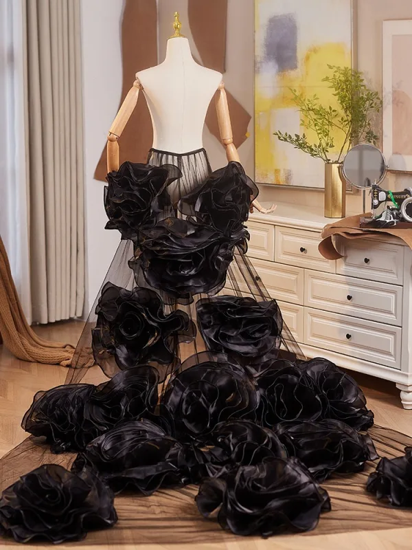 Fashion Black Handmade  Appliques Prom shawl 2025