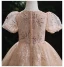 Chic / Beautiful Champagne Lace Star Sequins Prom Flower Girl Dresses 2022 Ball Gown Scoop Neck Puffy Short Sleeve Floor-Length / Long Flower Girl Dresses