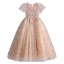 Sparkly Champagne Beading Lace Flower Sequins Birthday Flower Girl Dresses 2022 Ball Gown Scoop Neck Short Sleeve Floor-Length / Long Flower Girl Dresses