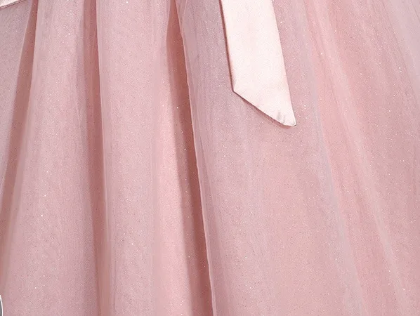 Charming Blushing Pink Beading Tassel Prom Dresses 2024 Ball Gown Strapless Sleeveless Backless Bow Sash Floor-Length / Long Prom Formal Dresses