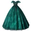 Chic / Beautiful Green Prom Dresses 2022 Ball Gown Off-The-Shoulder Sleeveless Backless Beading Lace Flower Floor-Length / Long Formal Dresses