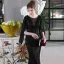 Sparkly Black Sequins Evening Dresses 2022 Trumpet / Mermaid Scoop Neck 1/2 Sleeves Floor-Length / Long Evening Party Formal Dresses