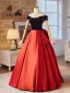 Élégant Orange Satin Robe De Bal 2024 Robe Boule De l'épaule Manches Courtes Dos Nu Noeud Longue Promo Robe De Ceremonie