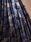 Vintage / Retro Navy Blue Printing Prom Dresses 2024 Ball Gown Square Neckline Puffy Short Sleeve Backless Floor-Length / Long Prom Formal Dresses
