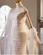 Modest / Simple White Trumpet / Mermaid Wedding Dresses 2024 Strapless Sleeveless Backless Floor-Length / Long Wedding