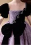 Chic / Beautiful Lavender Bow Ruffle Birthday Flower Girl Dresses 2025 Ball Gown Scoop Neck Short Sleeve Backless Floor-Length / Long