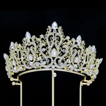 Sjarmerende Gull Rhinestone Legering Har Tilbehor 2024 Bryllup Krone