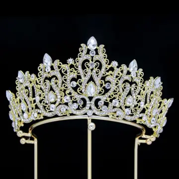 Uroczy Złote Rhinestone Stop Ozdoby Do Włosów Ślubne 2024 Ślub Korona