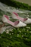 Elegant White Pearl Satin Pointed Toe Wedding Shoes 2024 4 cm Stiletto Heels Low Heel Wedding High Heels
