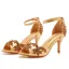 Charming Gold Rhinestone Wedding Shoes 2023 Ankle Strap 7 cm Stiletto Heels Open / Peep Toe Wedding Sandals High Heels
