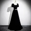 Chic / Beautiful Black Rhinestone Velvet Evening Dresses 2025 A-Line / Princess Square Neckline Short Sleeve Backless Floor-Length / Long Evening Party Formal Dresses