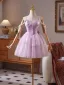 Sexy Lavendel Spitze Pailletten Kurze Partykleider 2025 Ballkleid Spaghettiträger Ärmellos Rückenfreies Festliche Kleider