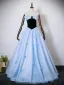 Schöne Himmelblau Schmetterling Ballkleider 2025 Ballkleid Off Shoulder Ärmellos Rückenfreies Schleife Lange Festliche Kleider