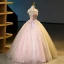Élégant Rougissant Rose Perlage Paillettes En Dentelle Fleur Robe De Bal 2023 Robe Boule De l'épaule Sans Manches Dos Nu Longue Robe De Bal