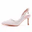 Chic / Belle Blanche Perle En Dentelle Fleur Chaussure De Mariée 2022 7 cm Talons Aiguilles À Bout Pointu Mariage Sandales Talons Hauts